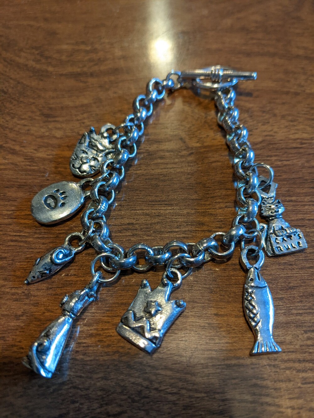 Silver-Tone Charm Bracelet with Assorted Charms